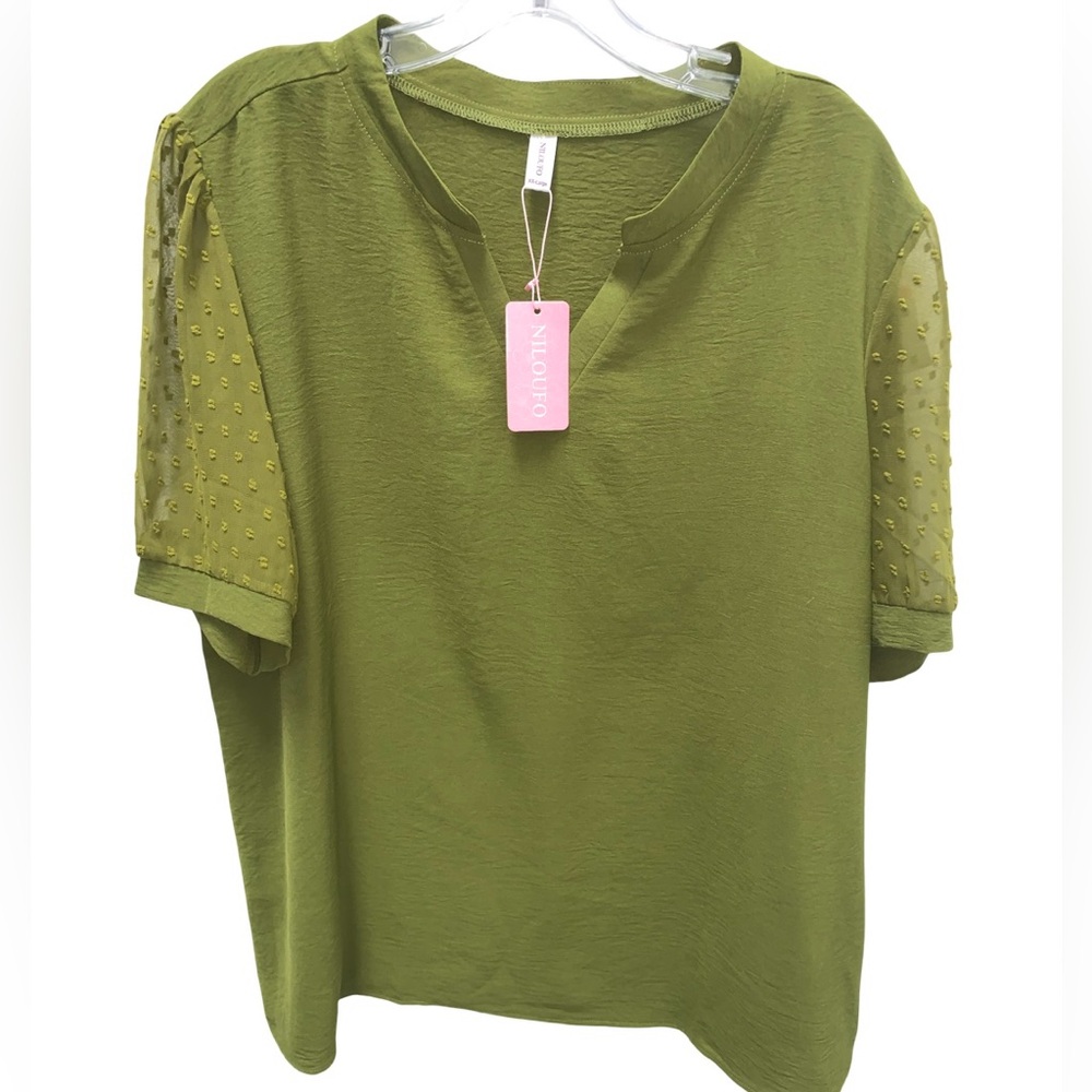 Niloufo  Olive Green Ladies Top Size XXL NWT
